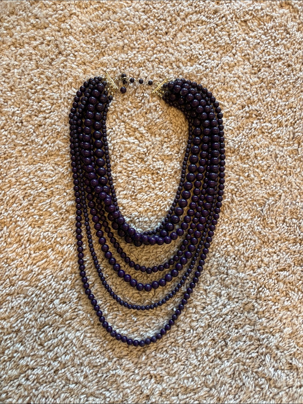 Multi-Strand Purple Beaded Statement Necklace